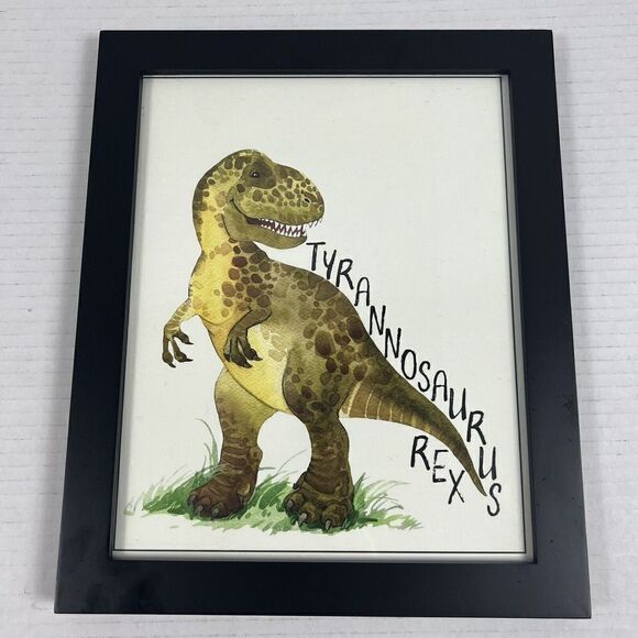 Dinosaur Wall Art for Kids Room Decor Framed Dinosaur Tyrannosaurus Rex T-Rex - Picture 1 of 5